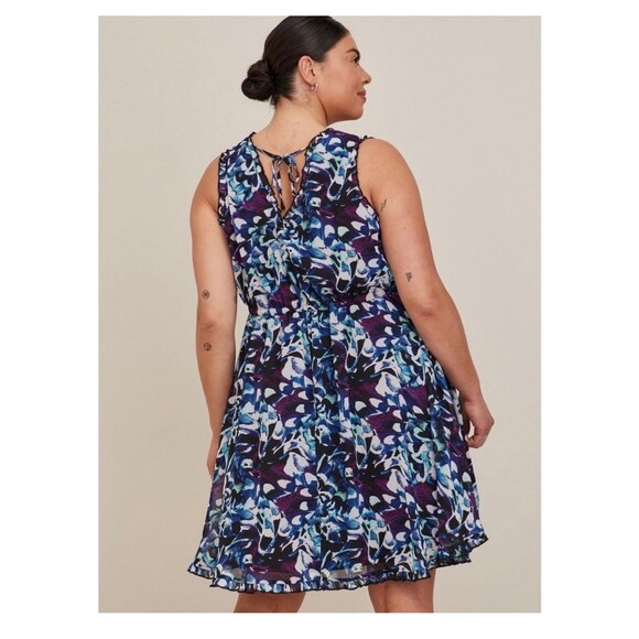 Torrid Mini Ruffle Trim Dress Chiffon Floral Multi-Color Plus Size 1X NWT - Picture 3 of 12